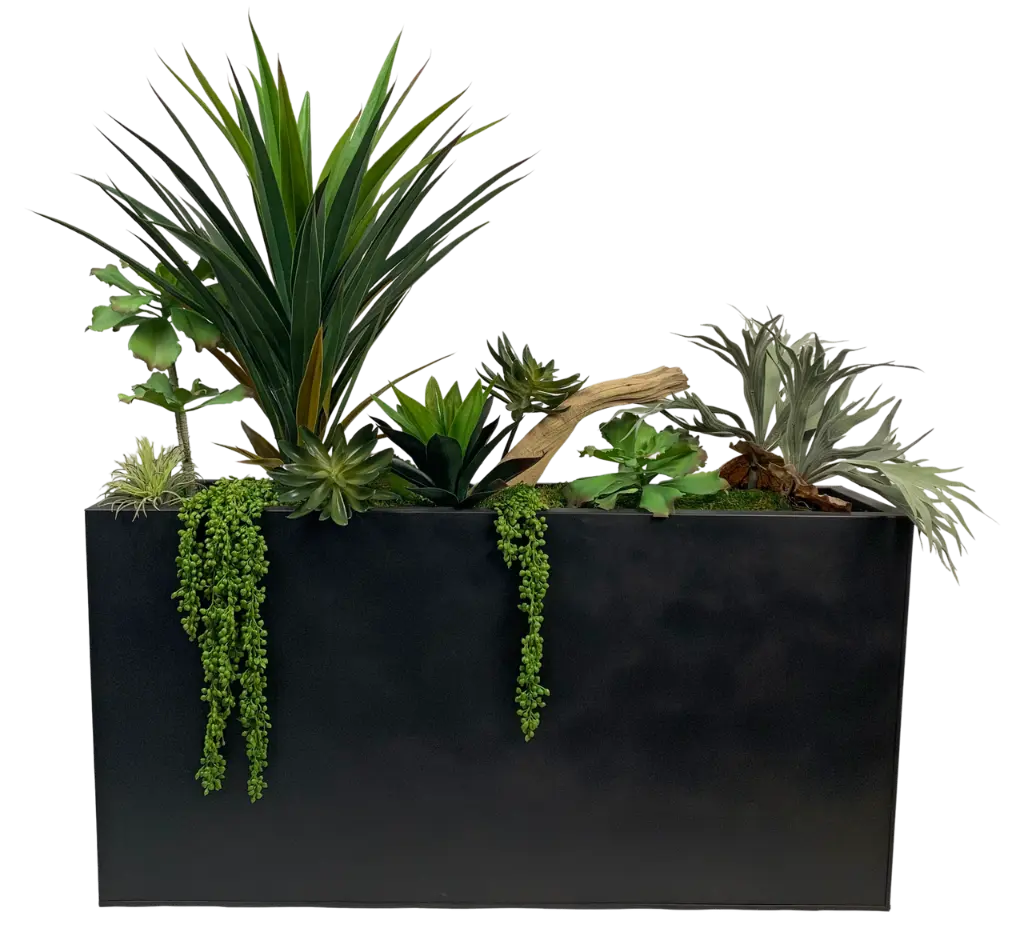 Succulent Garden Box Planter with Ghostwood Accents